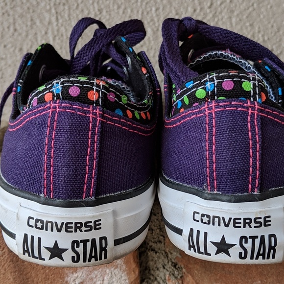 NWOT Purple Dotted Converse All Stars, Sz 6 - Picture 3 of 8